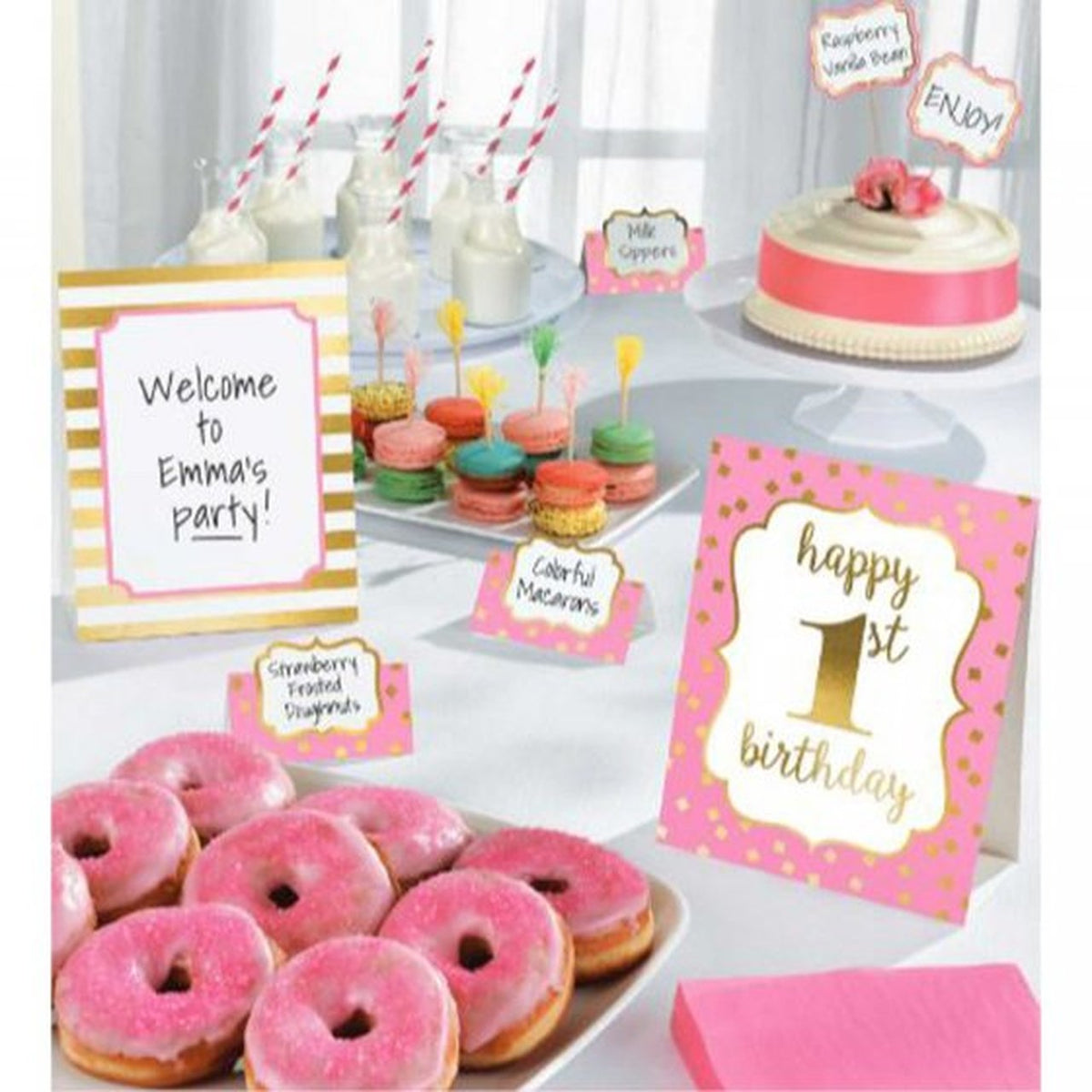1st Birthday Girl Buffet Decorating Kit