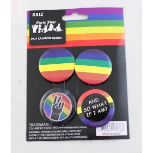 Assorted Rainbow Pride Badges (Pack of 4)