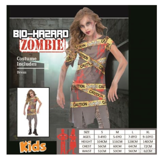 Bio-Hazard Zombie Girl - Child - L