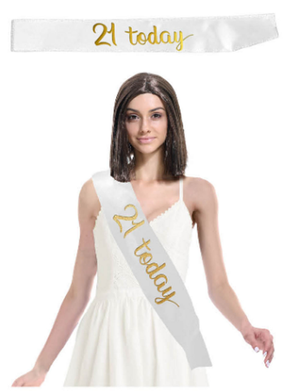 Birthday Sash White & Gold