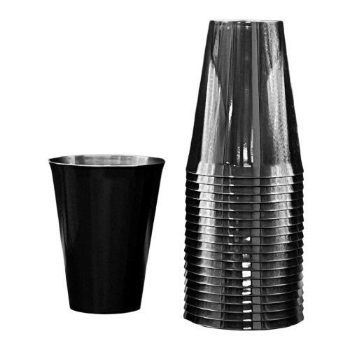 Black Plastic Cups 285ml Pk20
