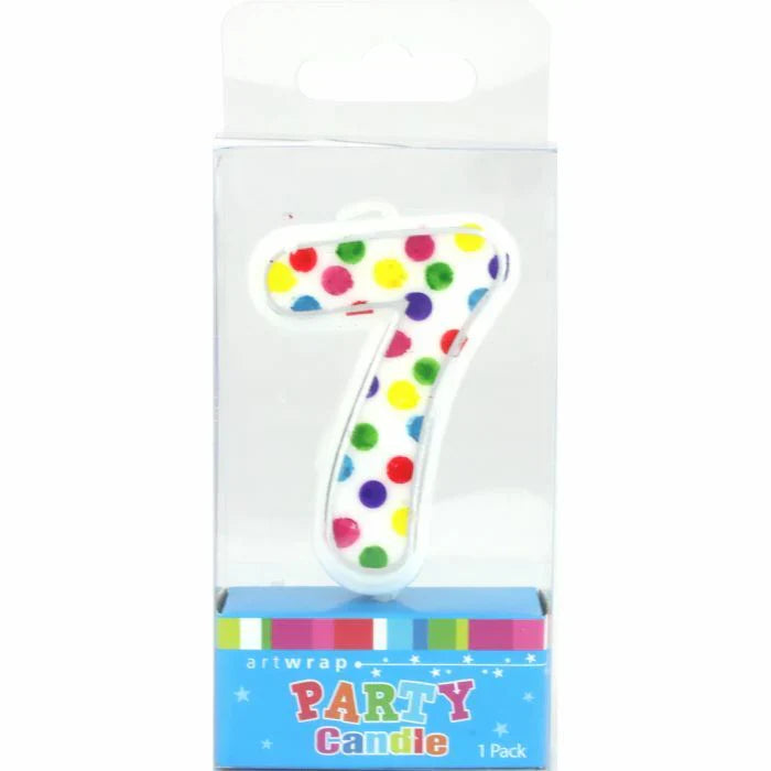 Candle - Number 7 Polka Dot