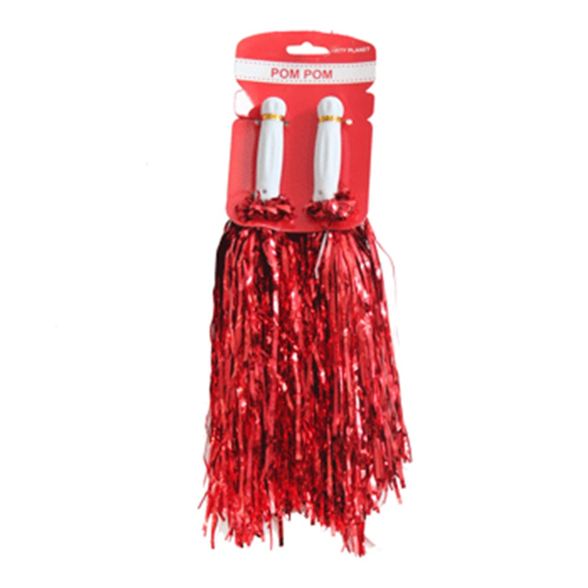 Cheerleader Pom Poms (2 Pack) Red Metallic