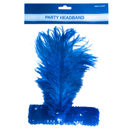 Flapper Headband with Feather - Blue