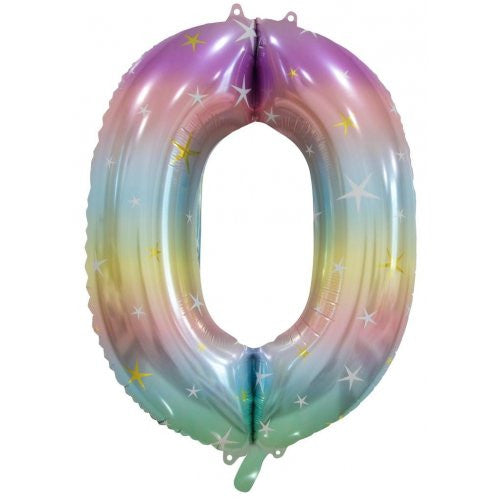 Foil Balloon - Pastel Rainbow Number 0