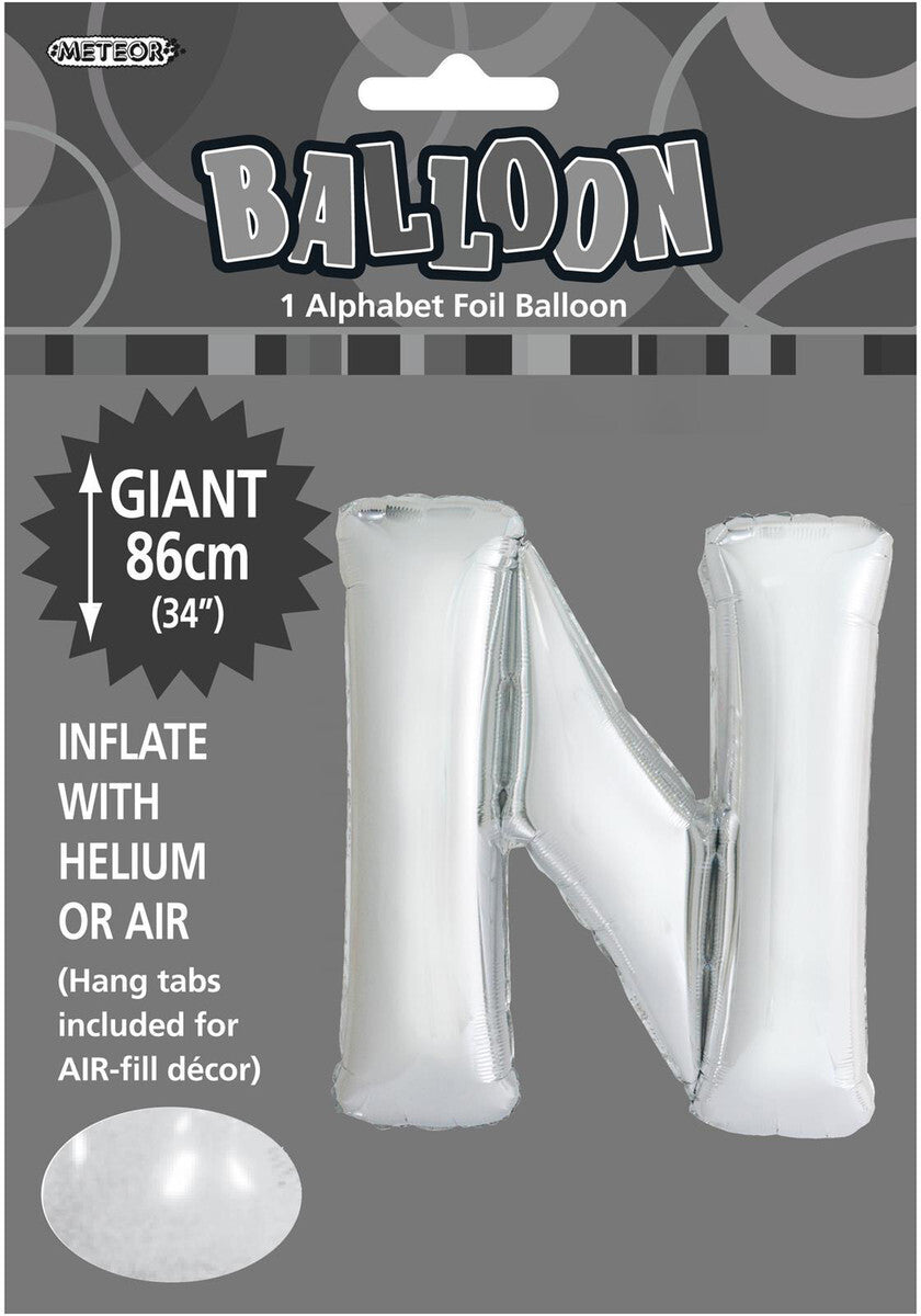 Foil Letter N Balloon Silver
