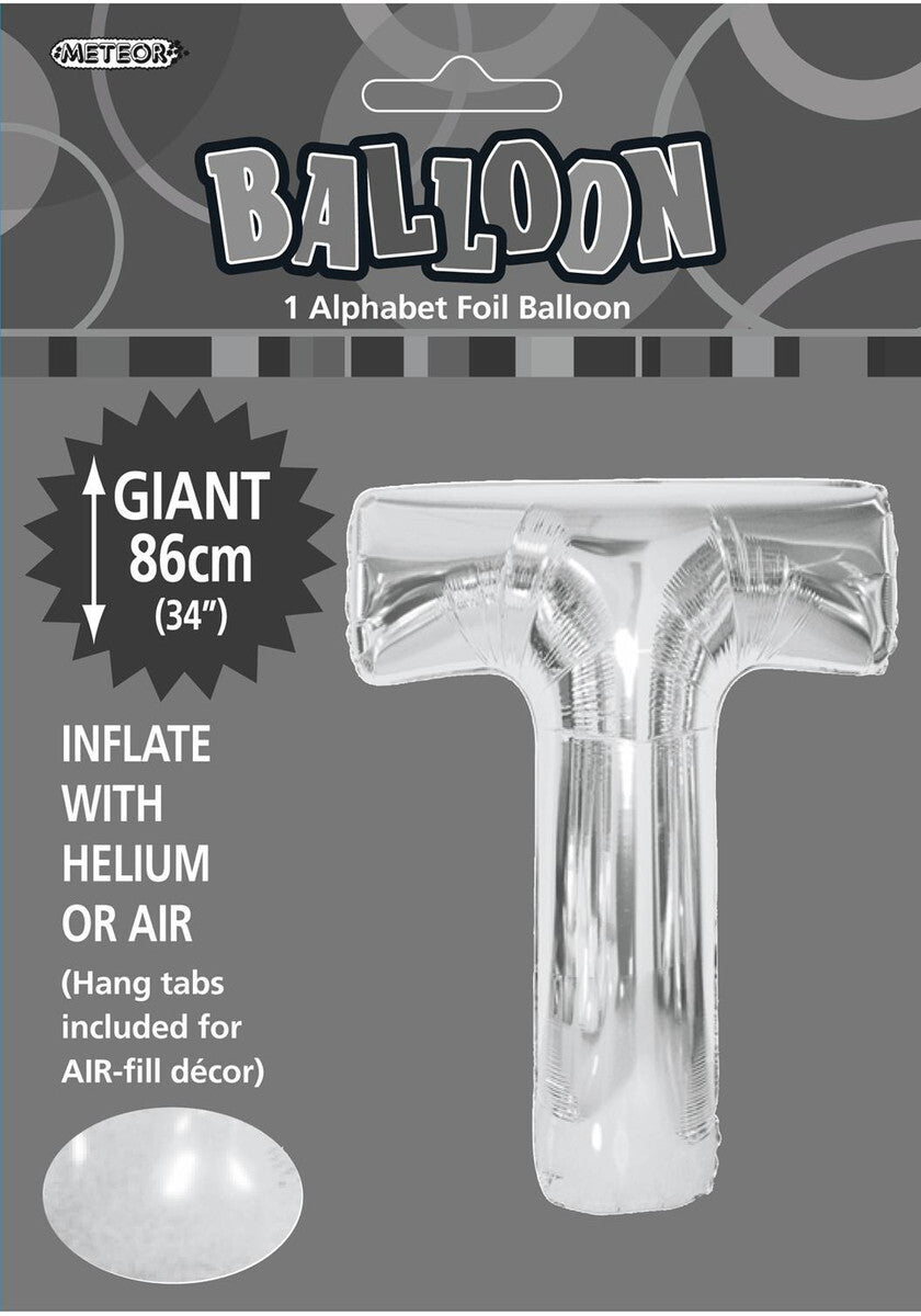 Foil Letter T Balloon Silver