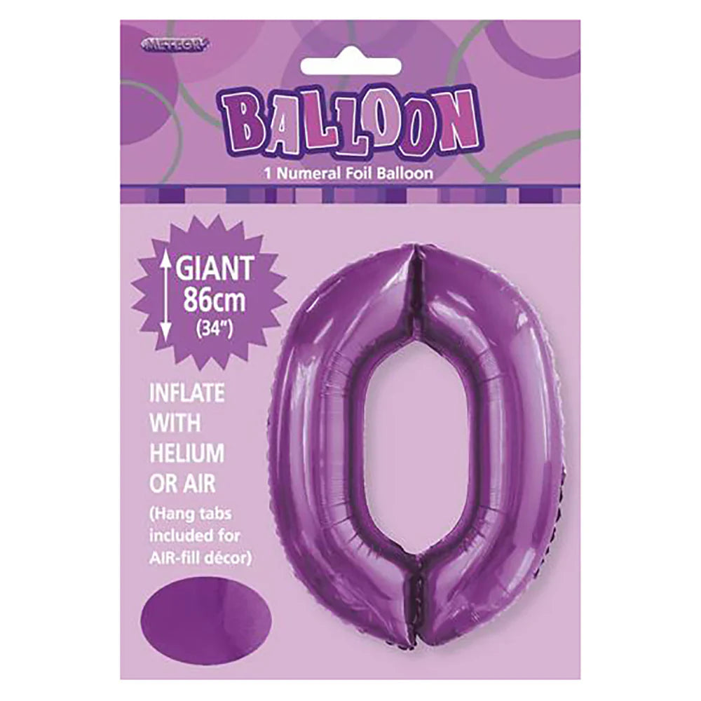Foil Number 0 Balloon Purple