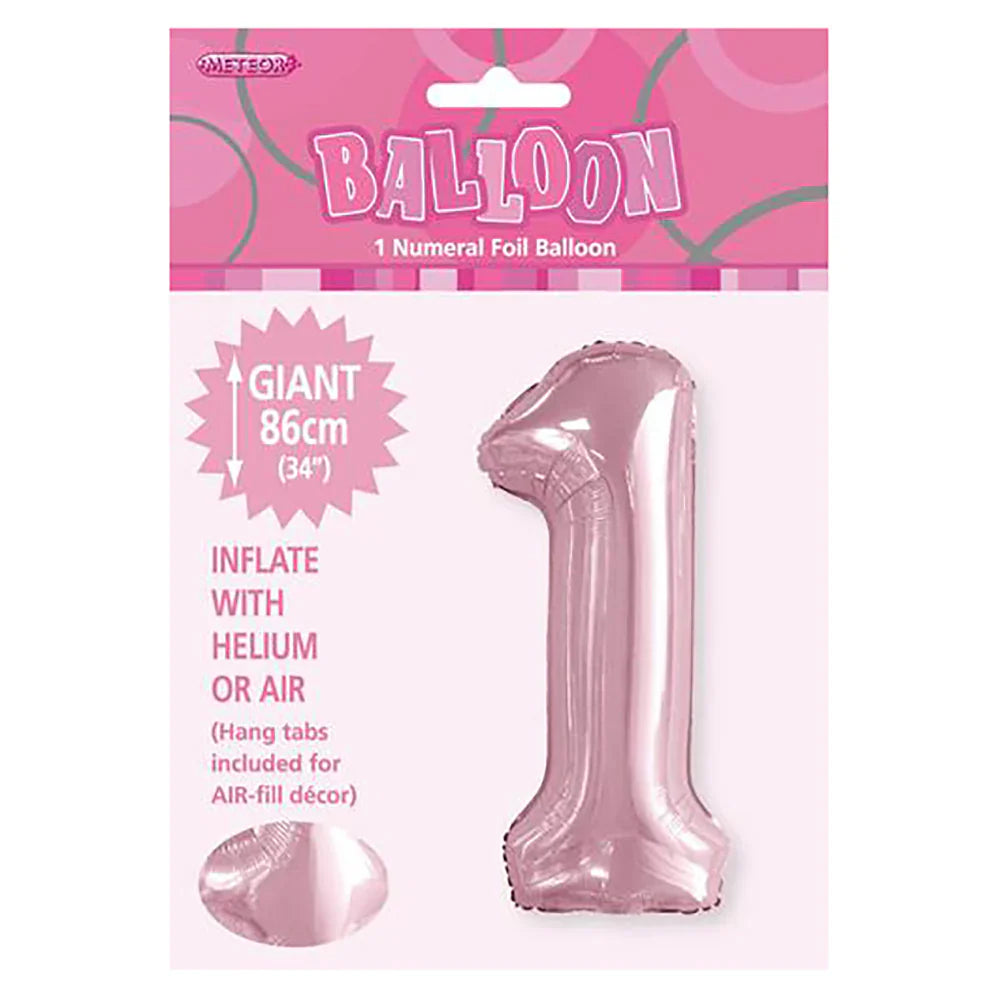 Foil Number 1 Balloon Light Pink