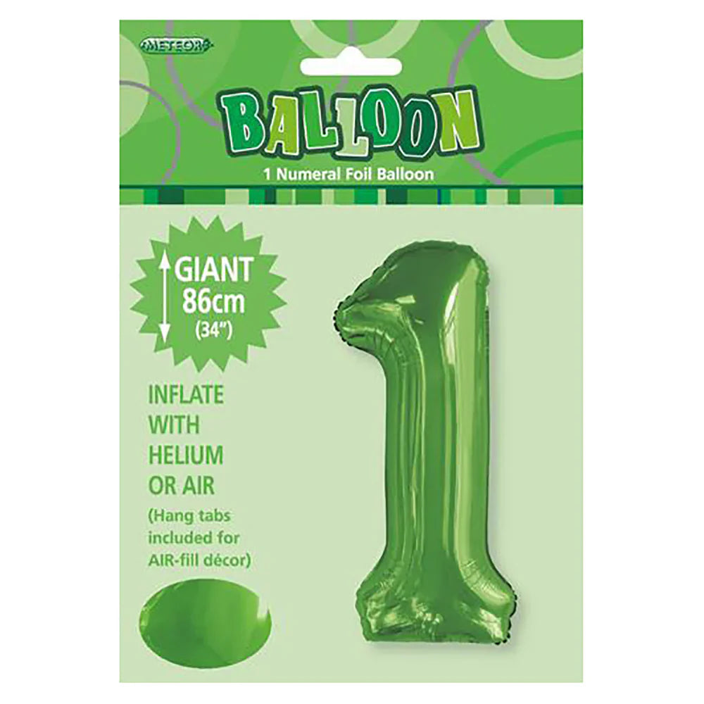 Foil Number 1 Balloon Lime Green