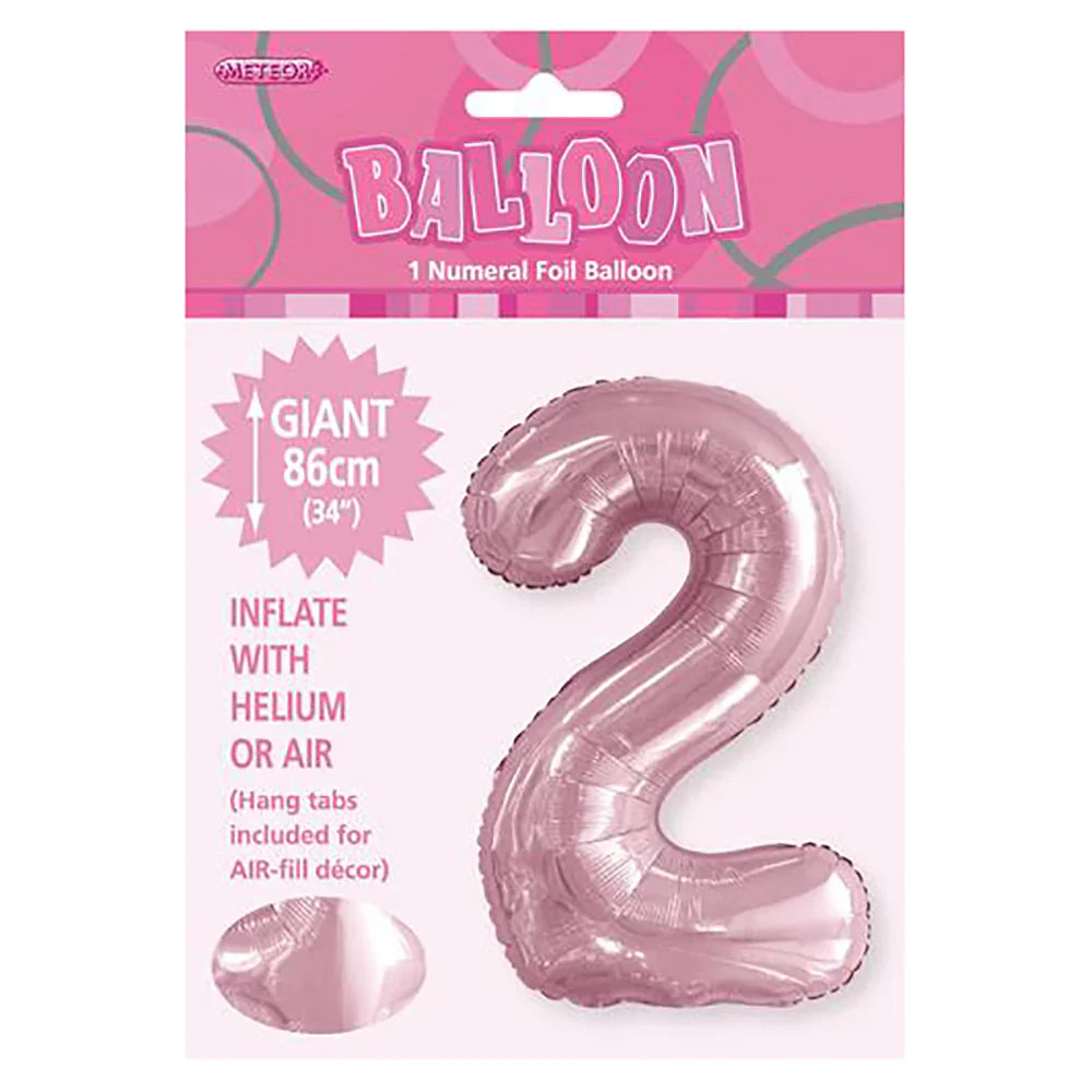 Foil Number 2 Balloon Light Pink