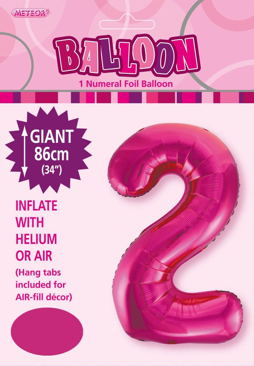 Foil Number 2 Balloon Magenta