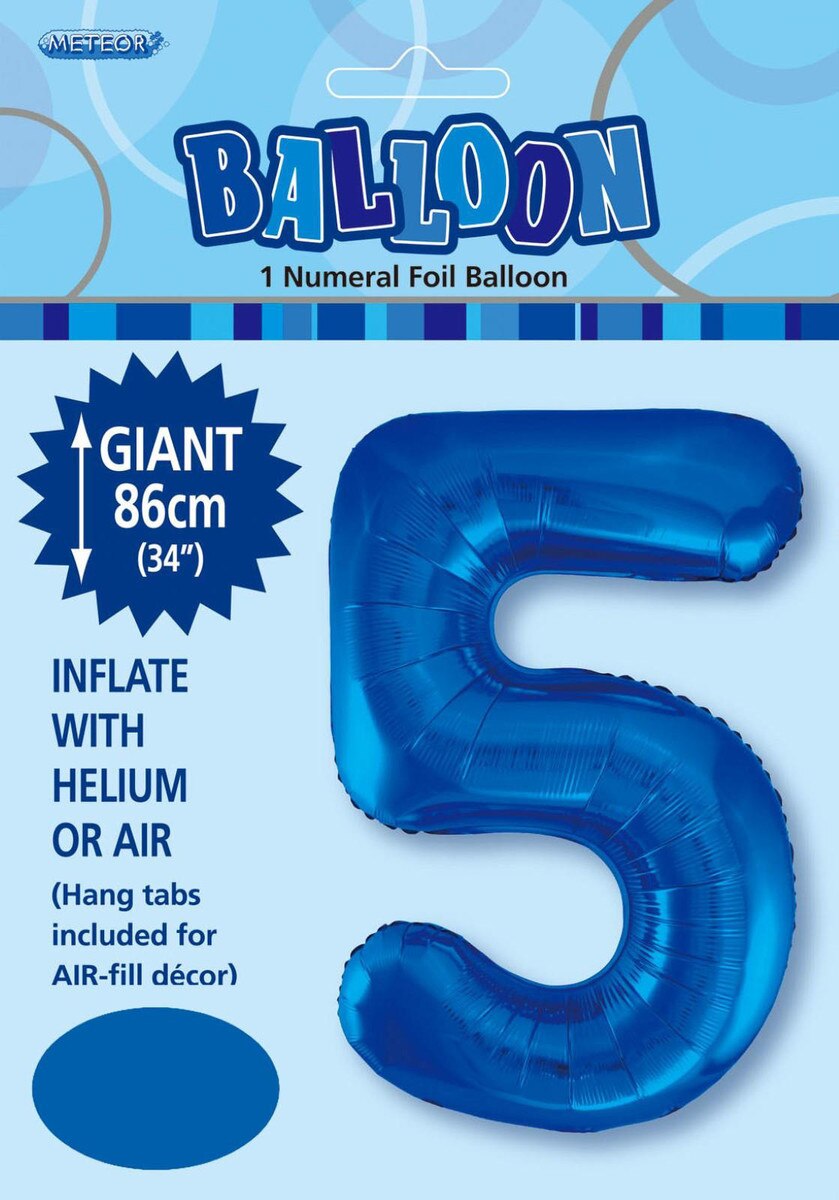 Foil Number 5 Balloon Blue