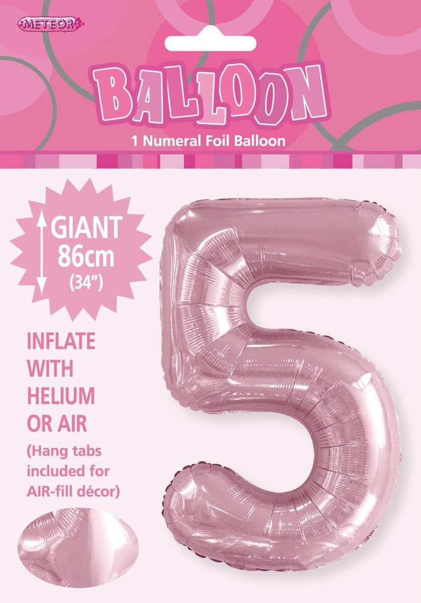 Foil Number 5 Balloon Pale Pink