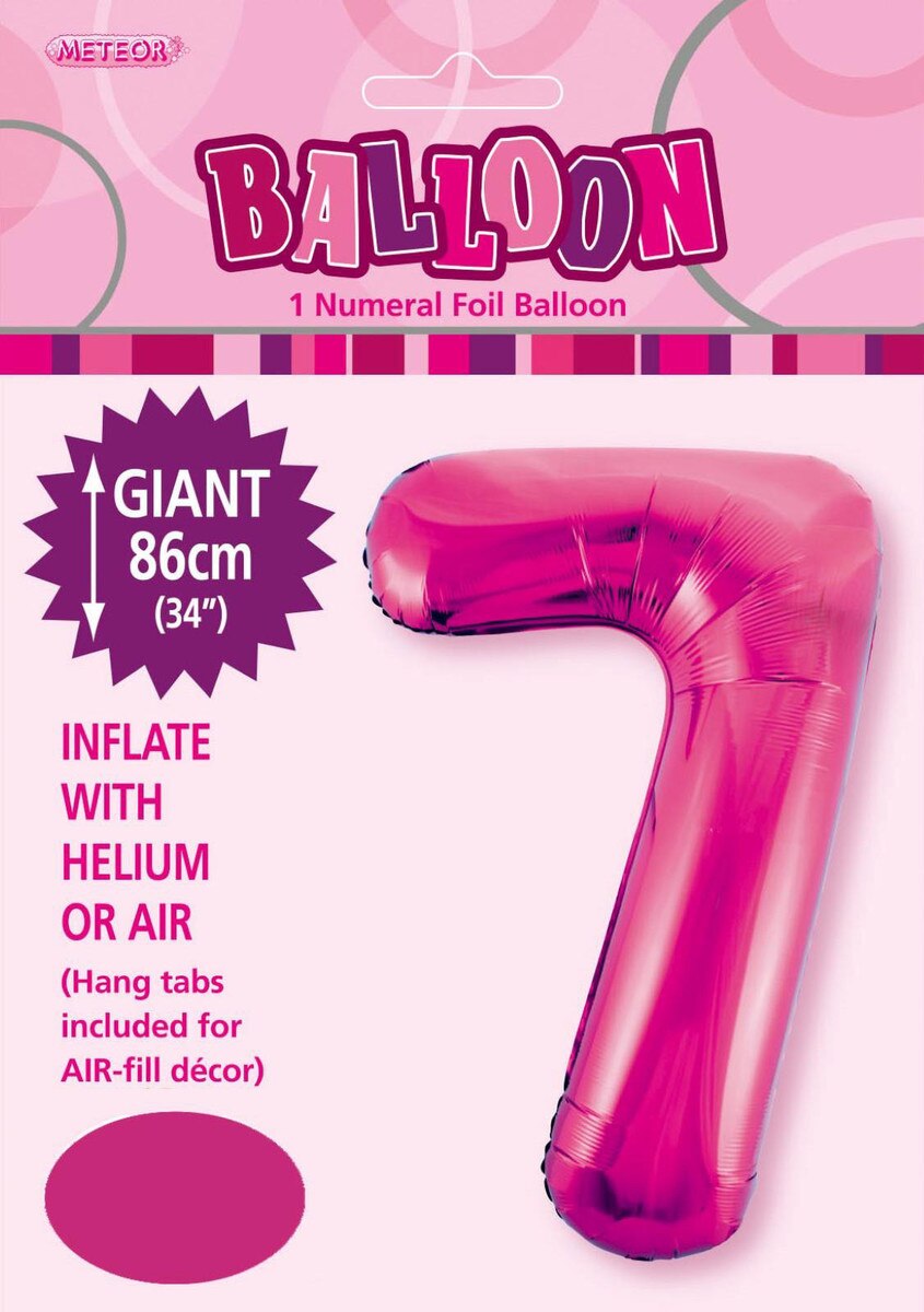Foil Number 7 Balloon Magenta
