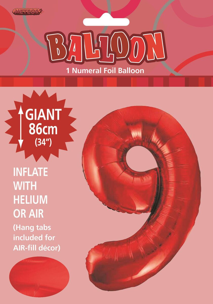 Foil Number 9 Balloon Red