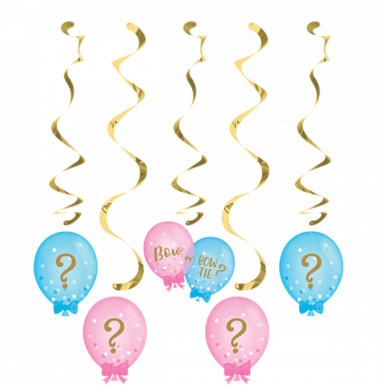 Gender Reveal Bows Hanging Swirls