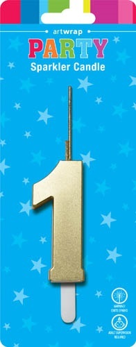 Gold Number 1 Sparkler Candle