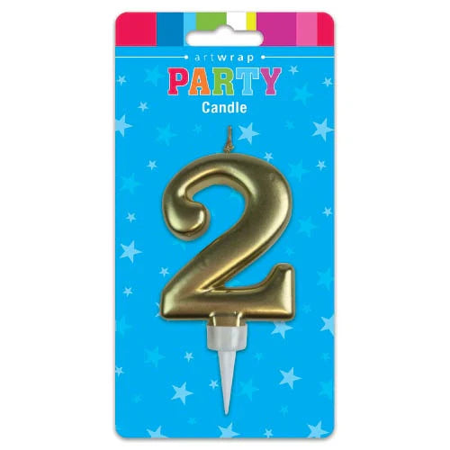 Gold Number 2 Birthday Candle
