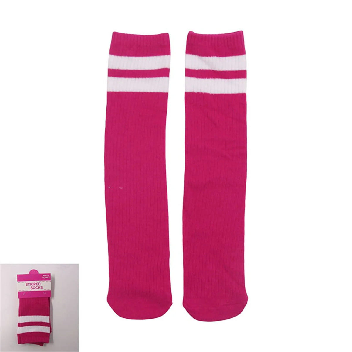 Hot Pink Striped Knee High Socks