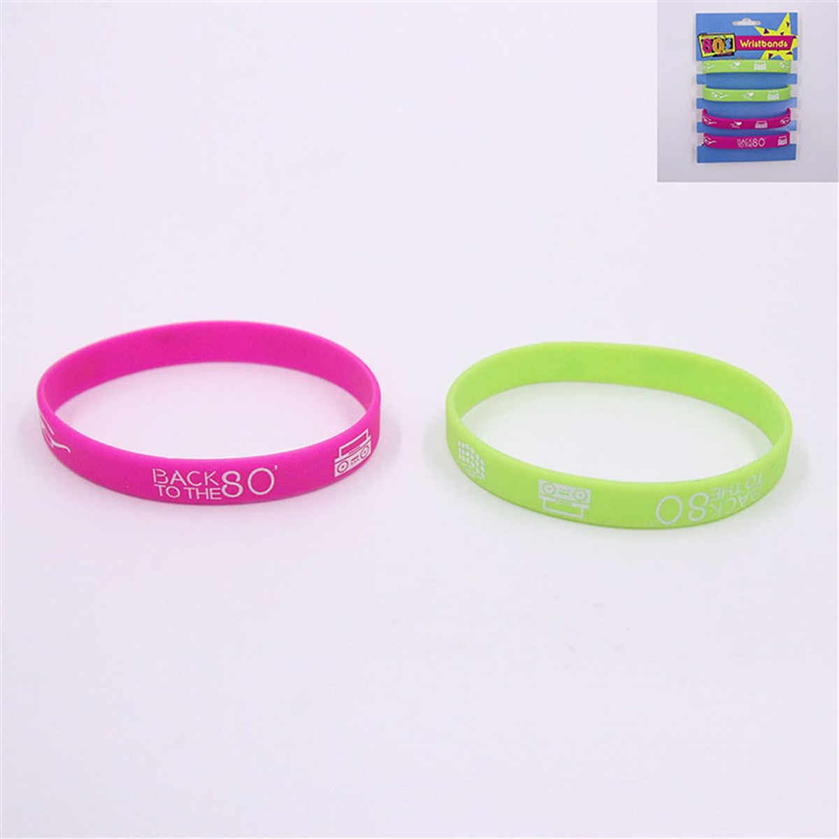 Neon 80's Rubber Wristbands (Pk 4)
