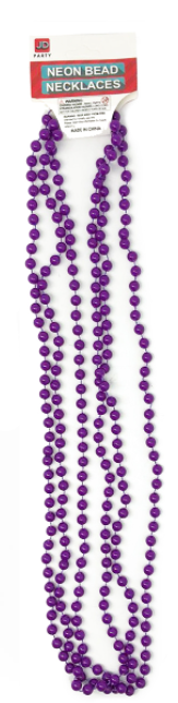 Neon Beaded Necklace (Purple)3pk
