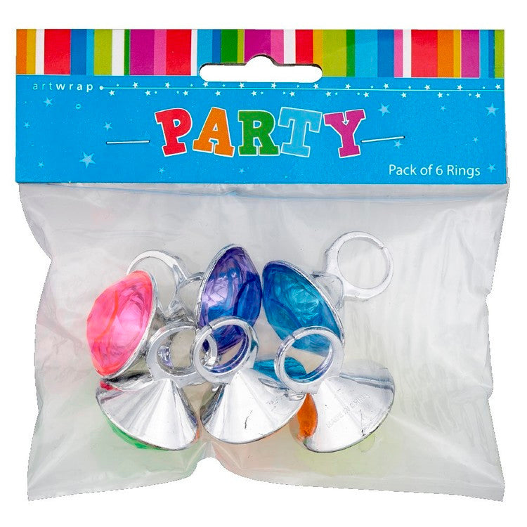 Party Favours - Large Gem Rings (Pk 6)