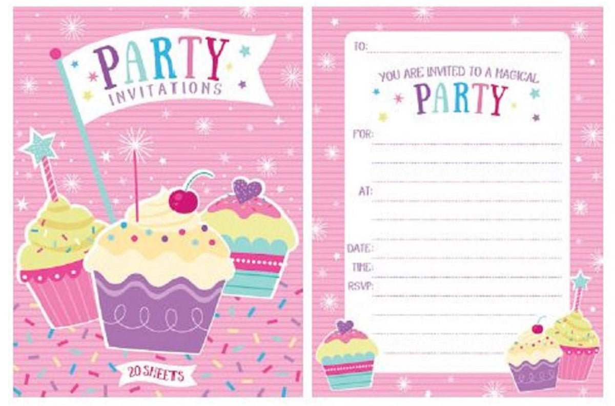 Party Invitations Cupcake Birthday (PK 8)
