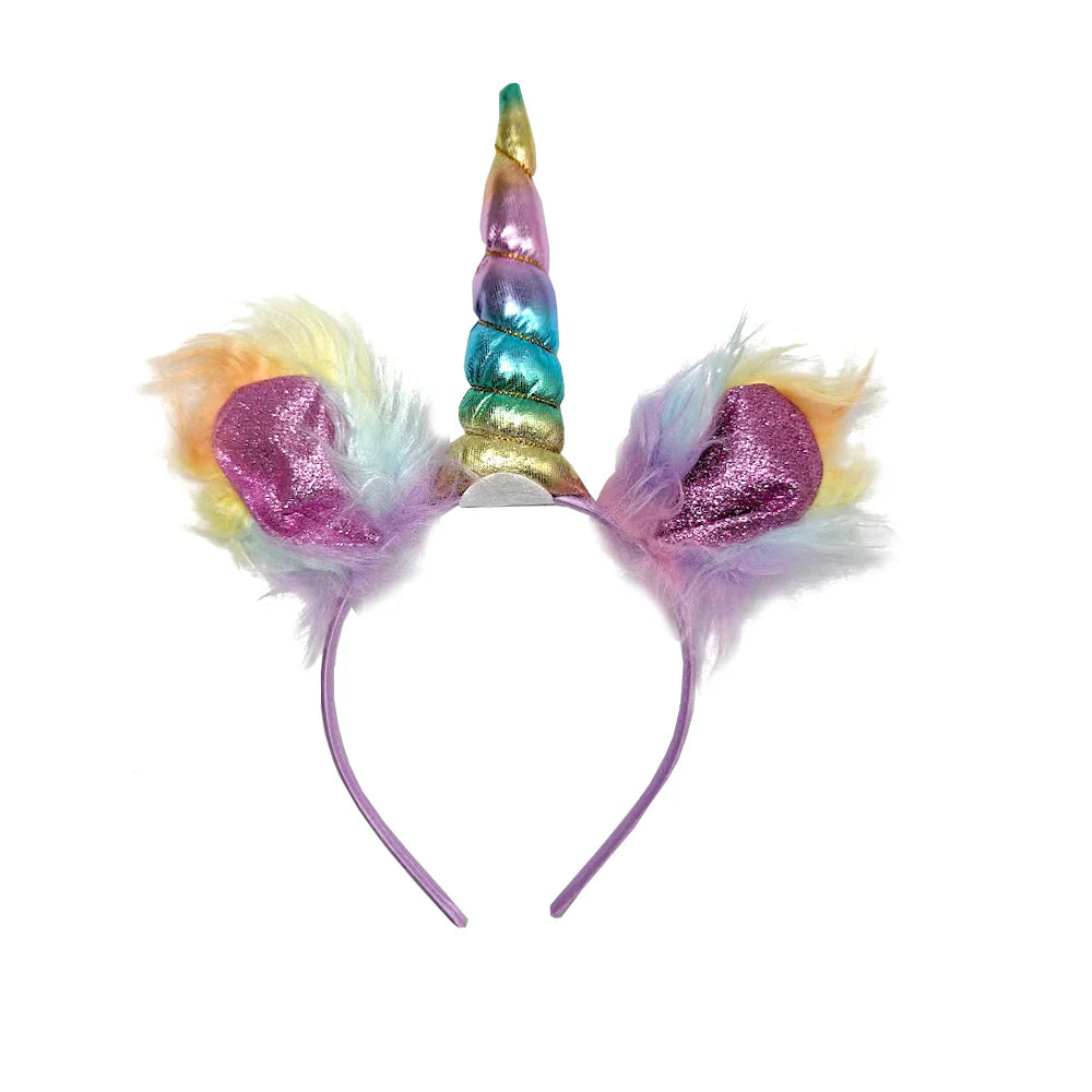 Plush Metallic Unicorn Headband