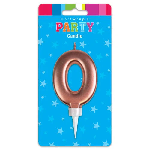 Rose Gold Number 0 Birthday Candle