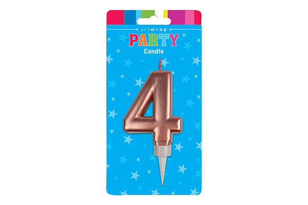 Rose Gold Number 4 Birthday Candle