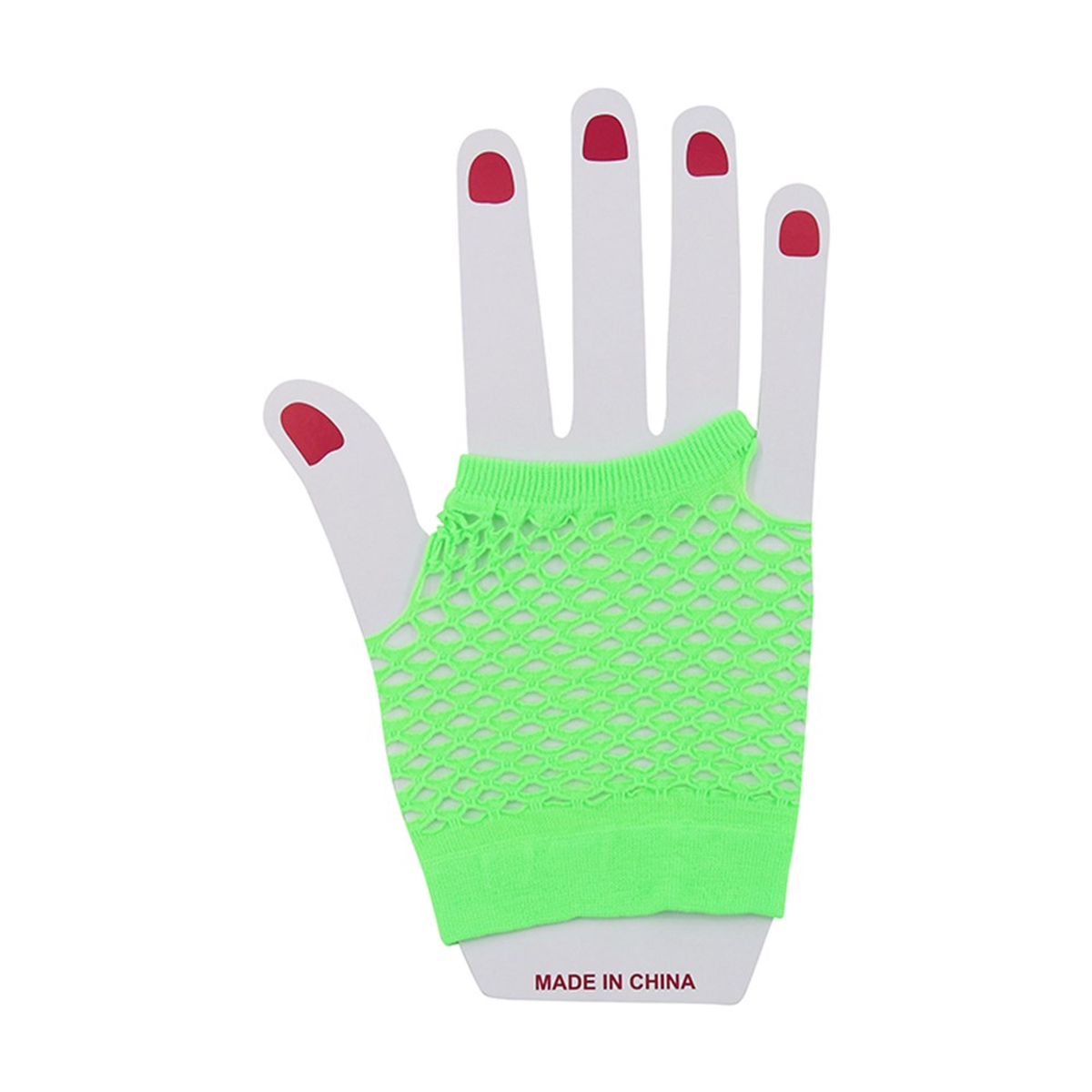 Short Green Fishnet Fingerless Gloves (Pk 1 Pair)