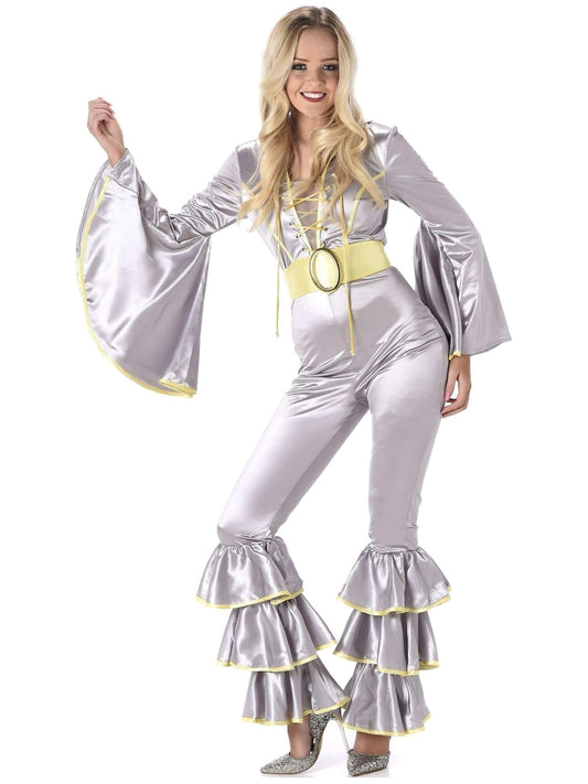 Silver Disco Diva Jumpsuit Costume - Adult - XL