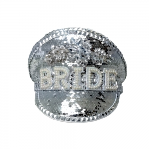Silver Sequin Bride Hat