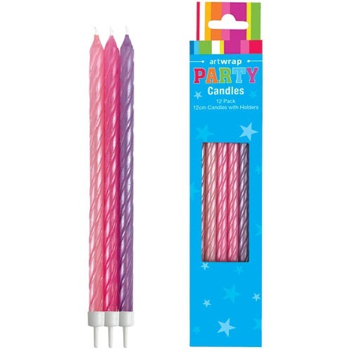 Slim Swirl Birthday Candles - Pink and Purple