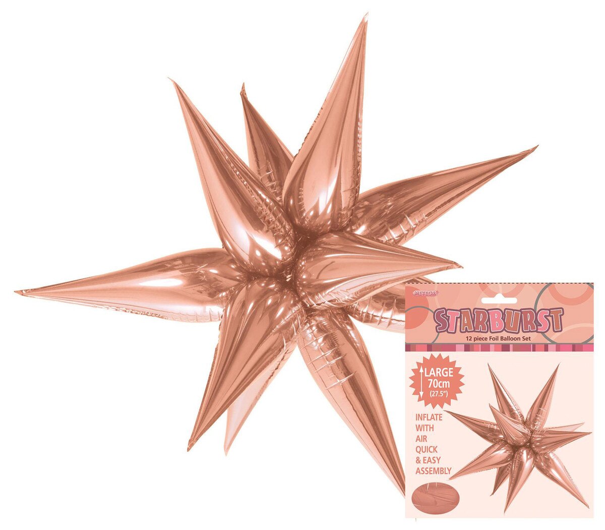 Small Starburst Foil Balloon - Rose Gold