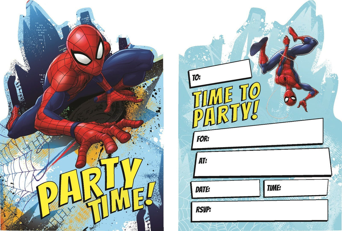 Spiderman Party Time Invitations Pack of 8