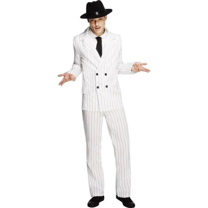 White Stripe Gangster Costume Large - L