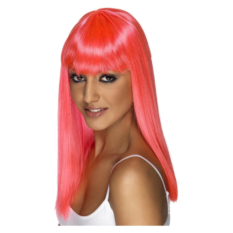Wig - Neon Pink Long with Fringe