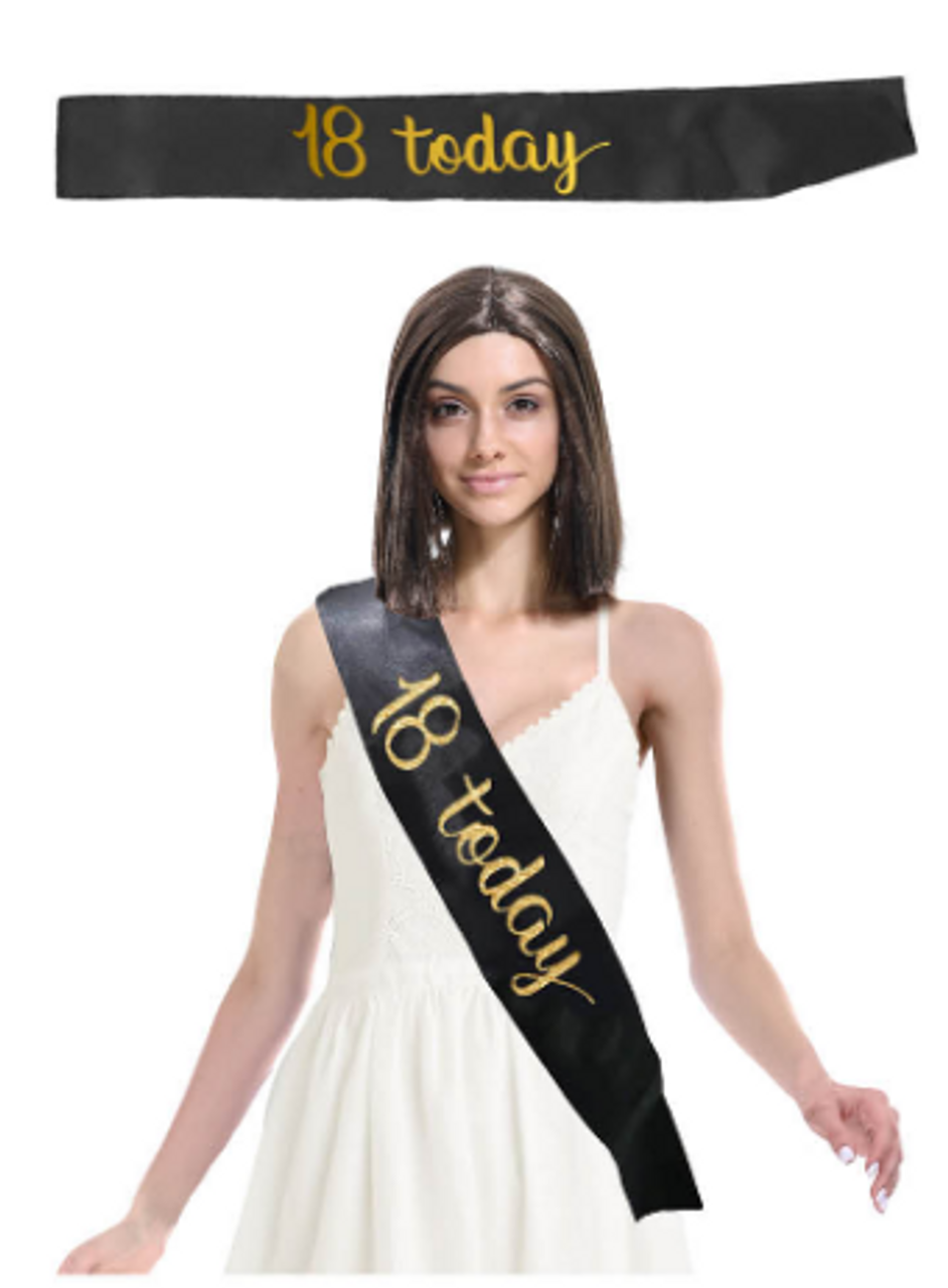 18 Today Birthday Sash - Black
