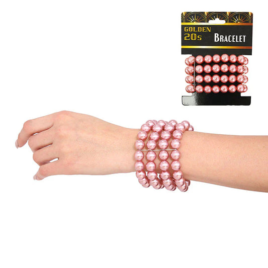 1920s Rose Pink Beaded Bracelet