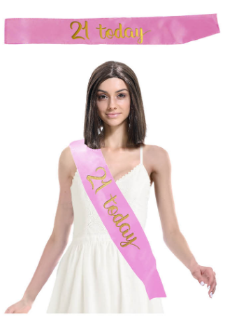 21 Today Birthday Sash - Light Pink