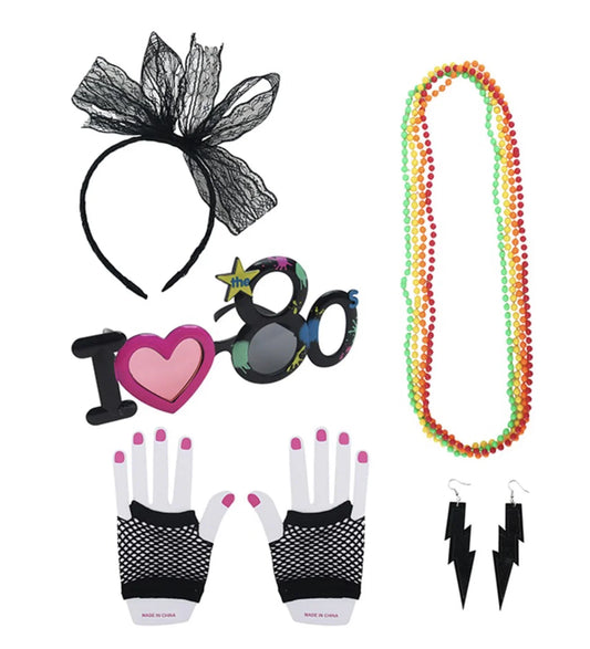 5 Piece 80s Dress Up Accessories Set