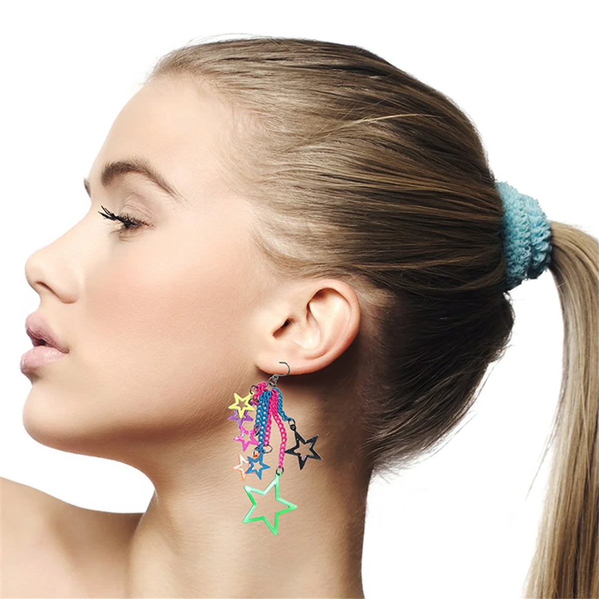 80s Neon Star Dangle Earrings