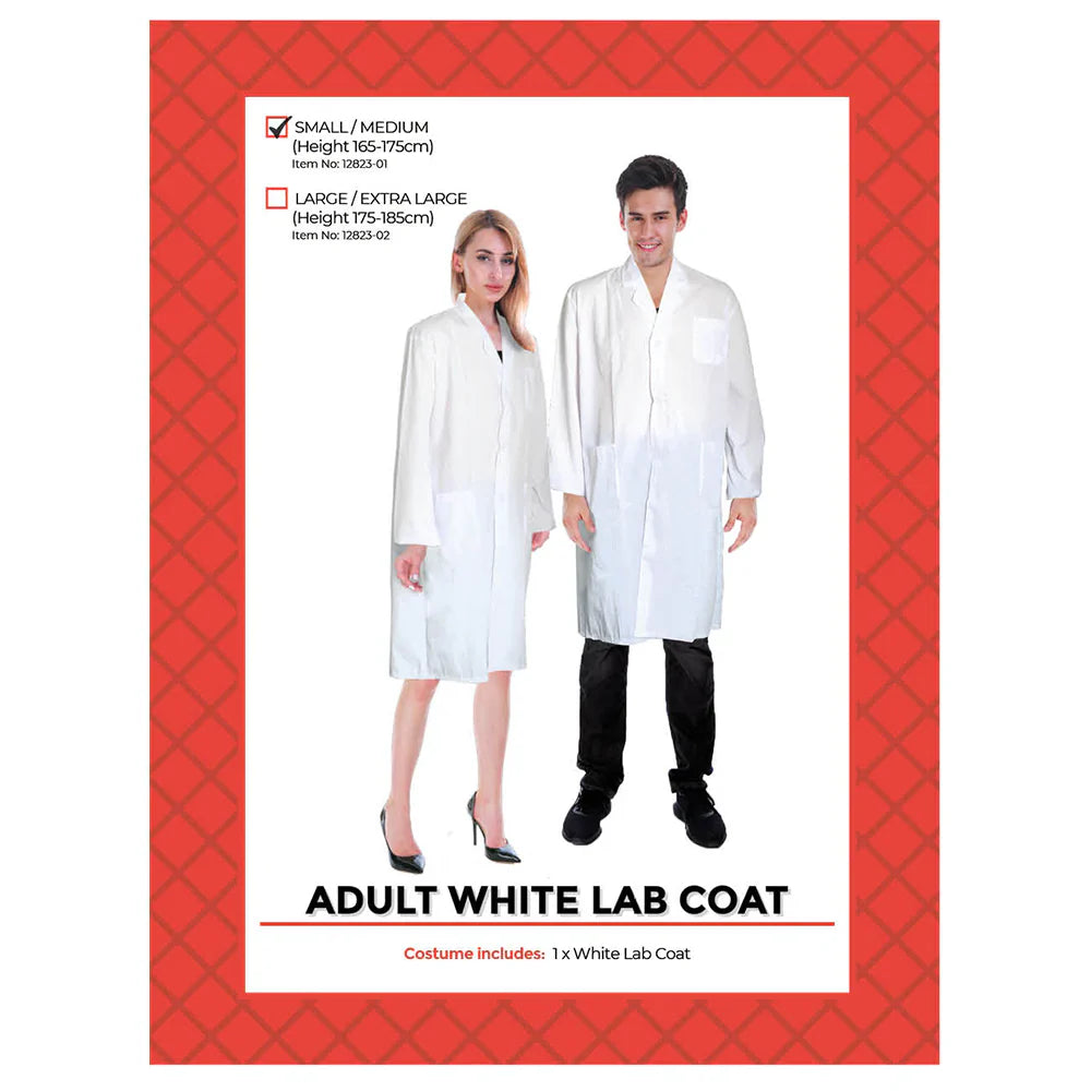 White Lab Coat Adult Costume Large/XL - L-XL