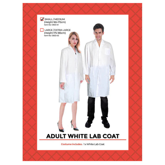 White Lab Coat Adult Costume Large/XL - L-XL