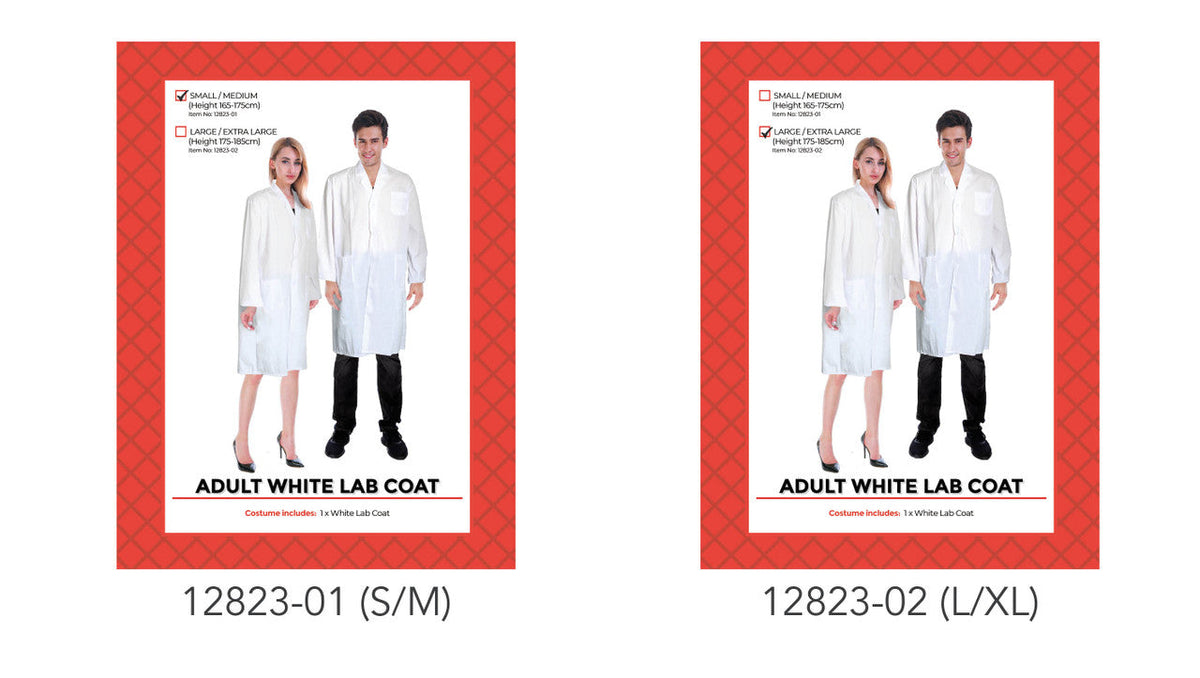 White Lab Coat Adult Costume Small/Medium - S-M