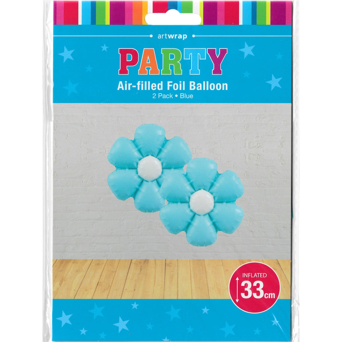 Air-Filled Blue Daisy Balloons 2 Pack