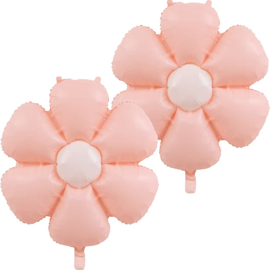 Air-Filled Peach Daisy Balloons 2 Pack