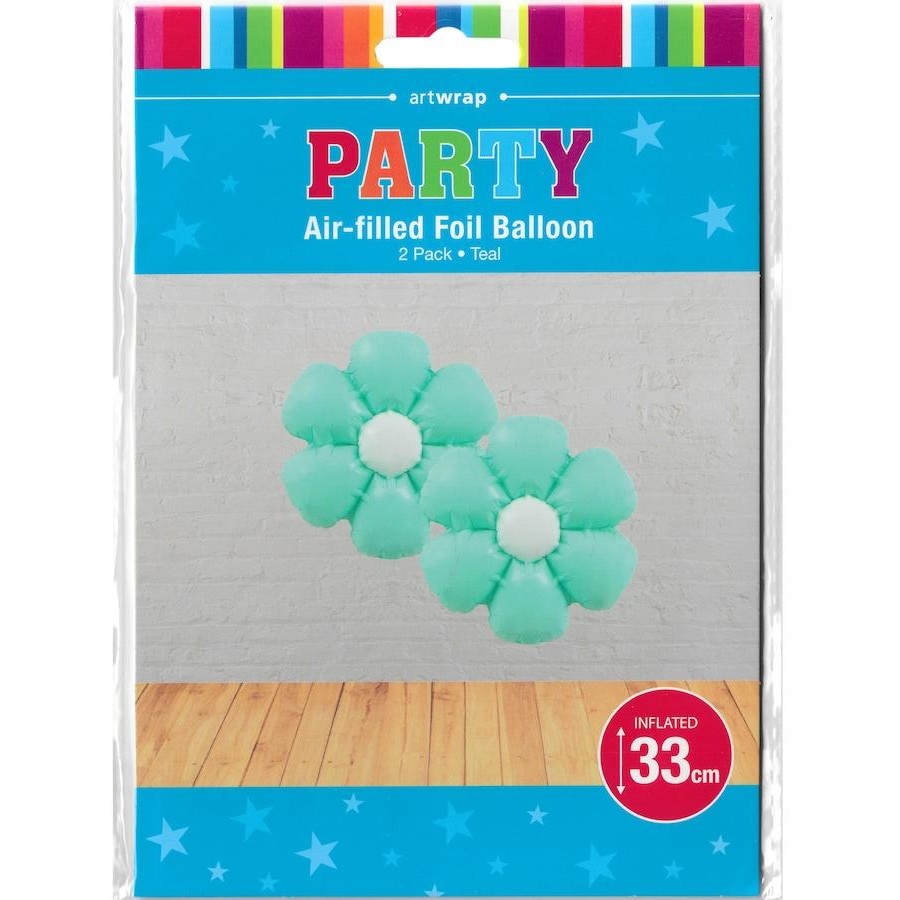 Air-Filled Teal Daisy Balloons 2 Pack